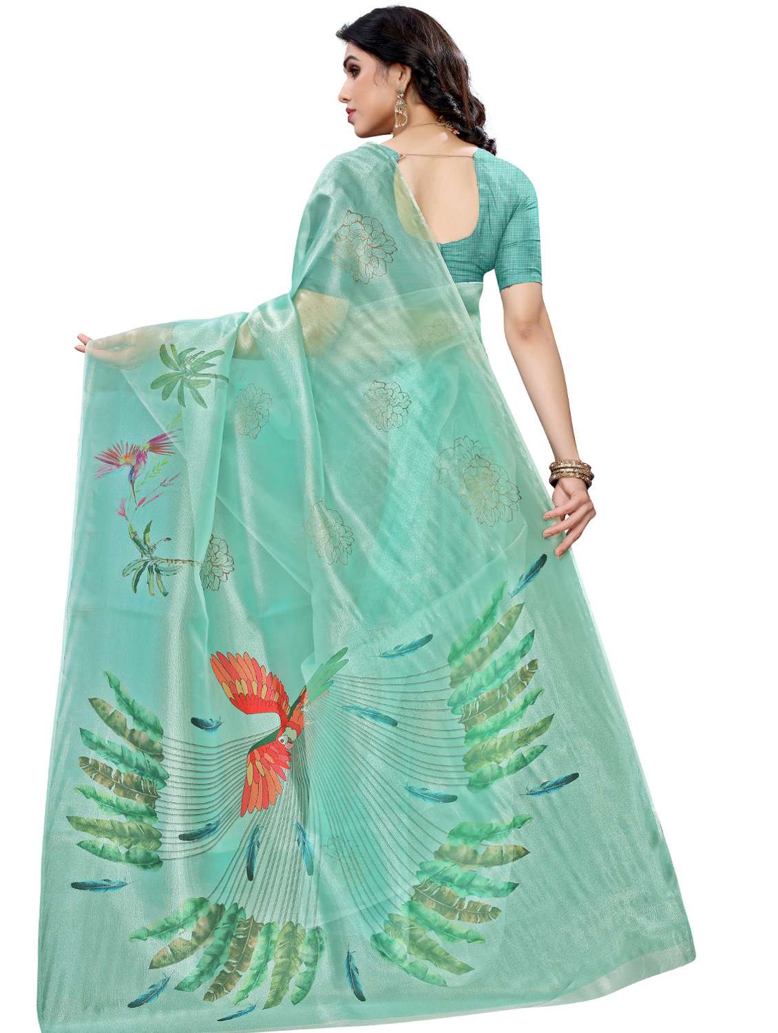 Floral Printed Saree With Blouse - 17662252 -  Standard Image - 1
