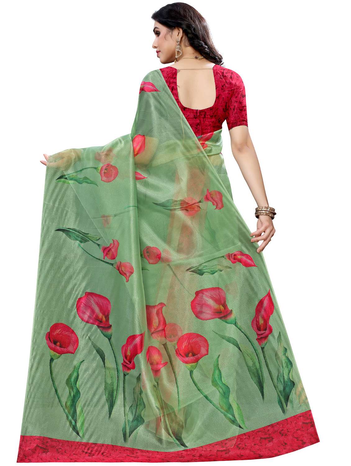 Floral Printed Saree With Blouse - 17662256 -  Standard Image - 1