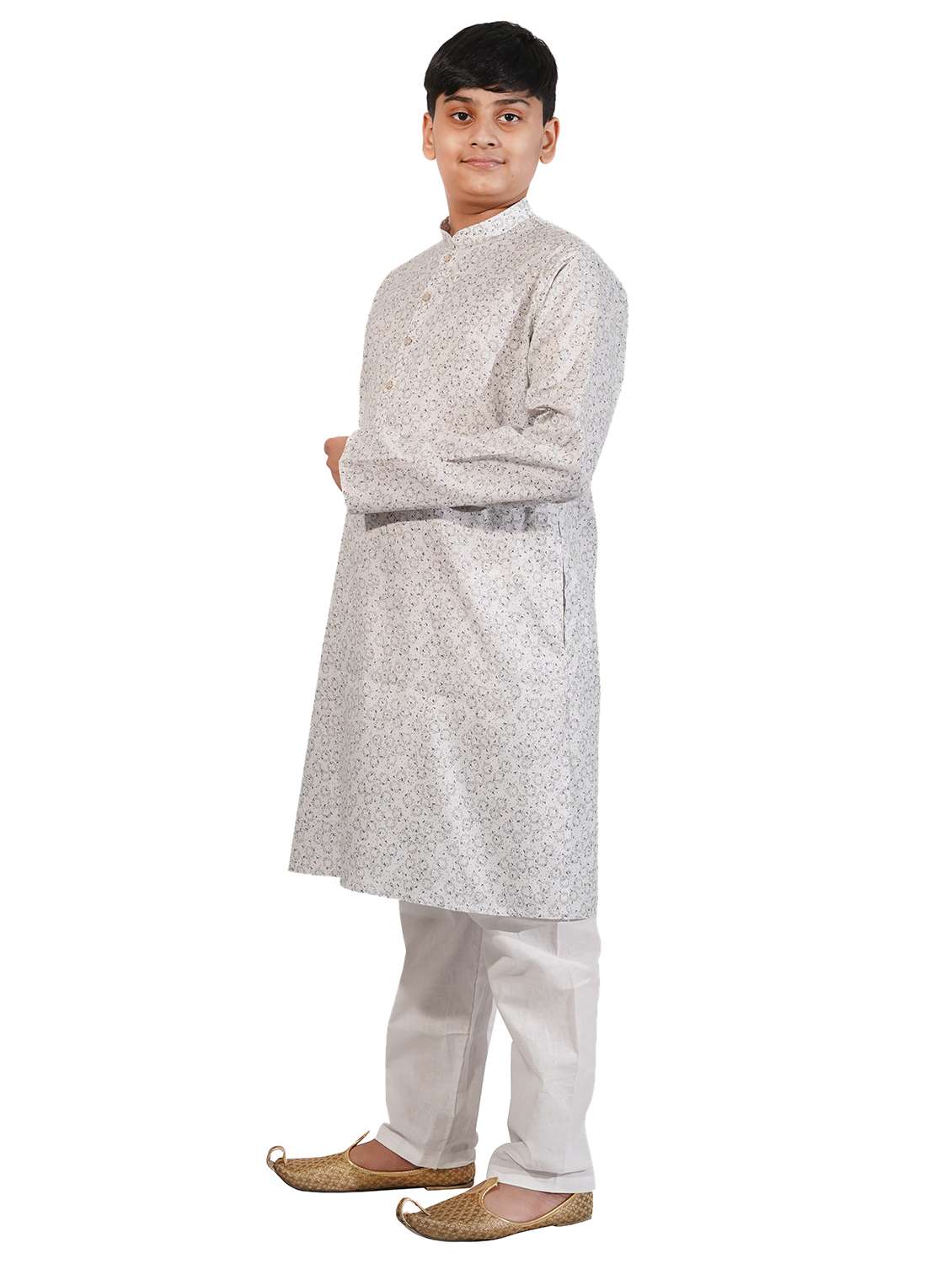 grey printed kurta pajama set - 17662406 - Standard Image - 1