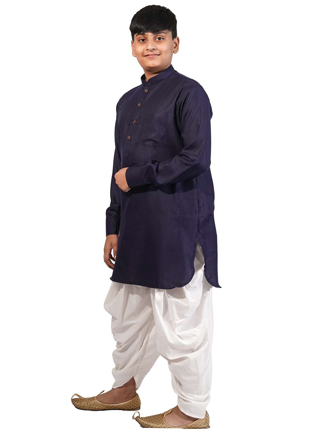 navy blue solid kurta pajama set  - 17662454 -  Standard Image - 1