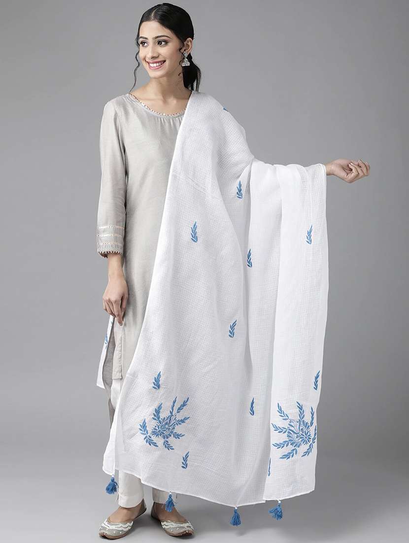 ada hand-embroidered white chikankari dupatta 