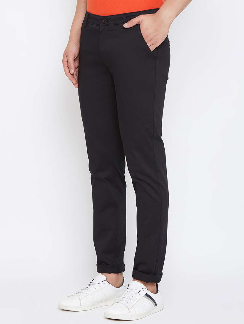 black solid chinos - 17663242 - Standard Image - 1