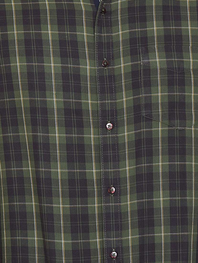 olive green checkered casual shirt - 17663257 - Standard Image - 4