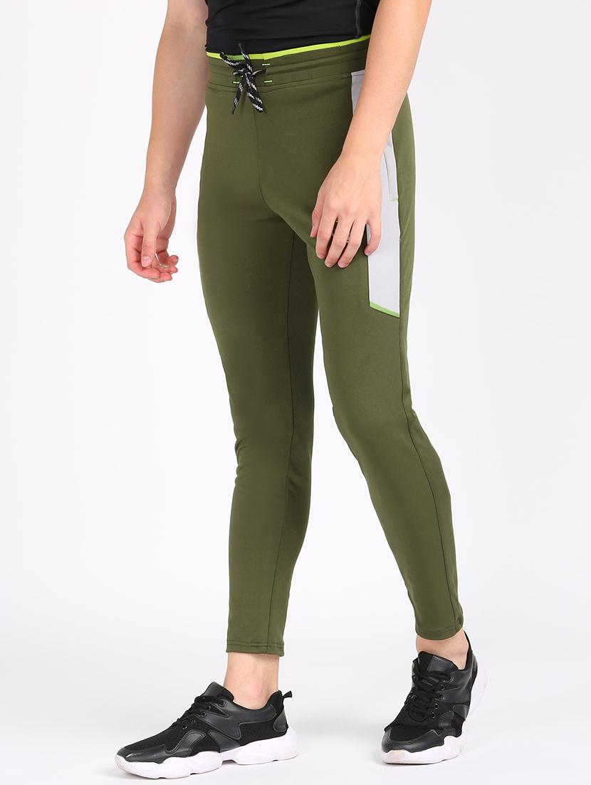 olive green side striped full length track pant - 17663964 - Standard Image - 1