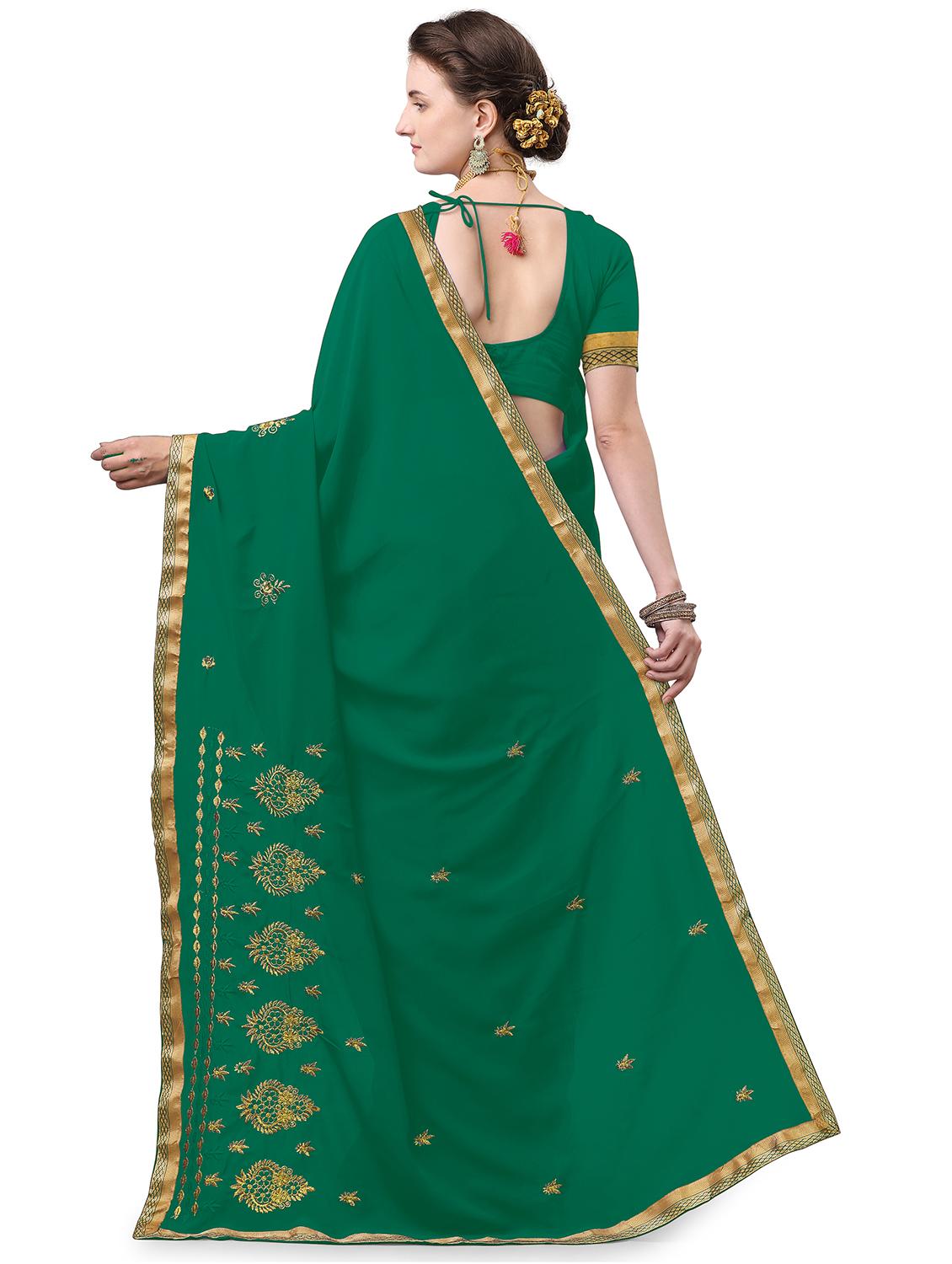 indigo georgette embroidered saree with blouse - 17664519 -  Standard Image - 1