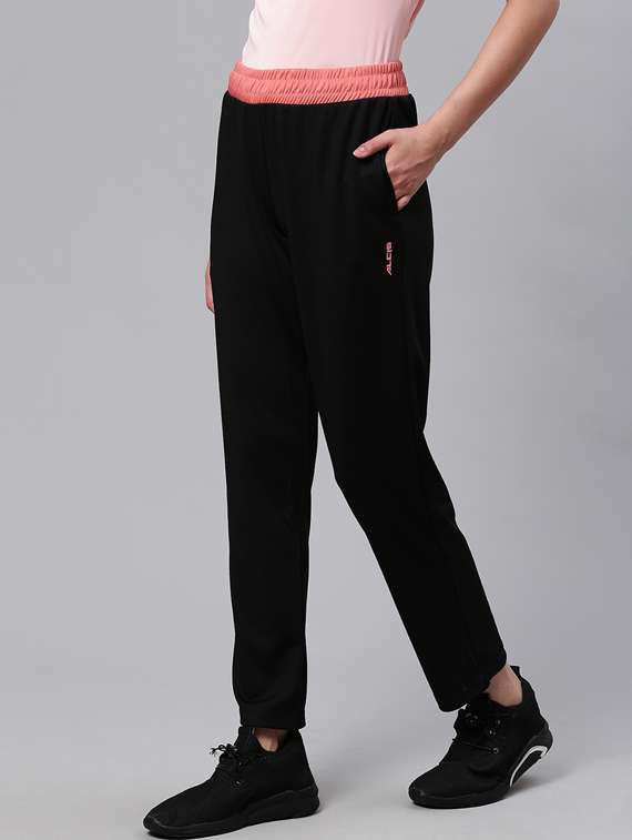 high rise solid track pants - 17664747 - Standard Image - 1
