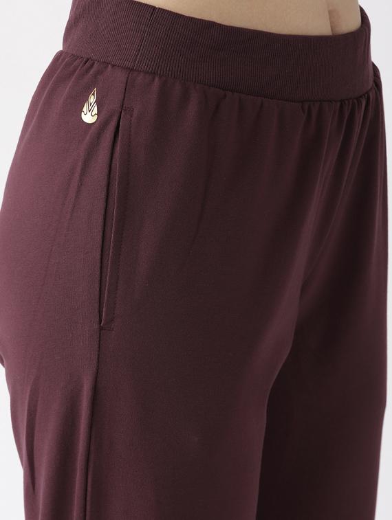 high rise solid track pants - 17664758 - Standard Image - 4