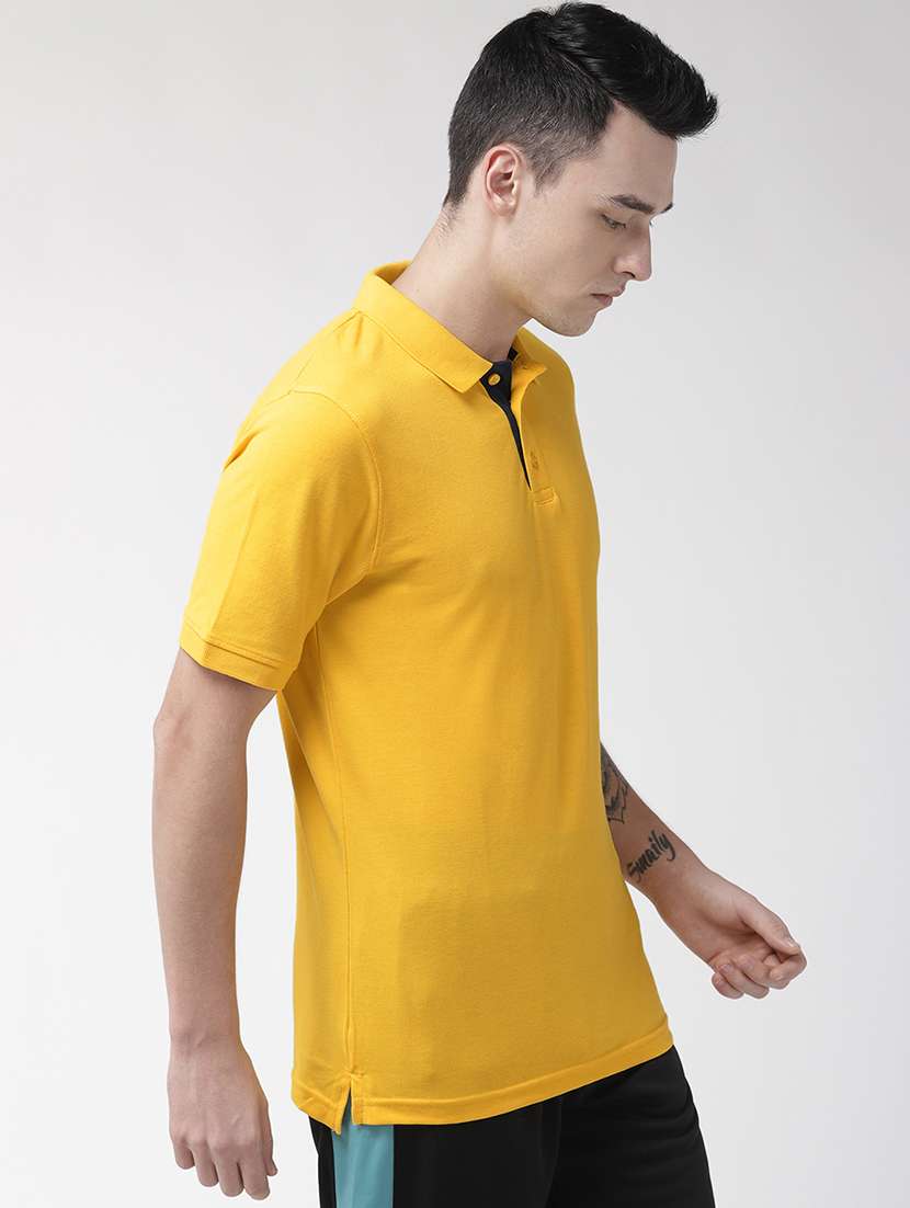 yellow solid polo t-shirt - 17664987 -  Standard Image - 1