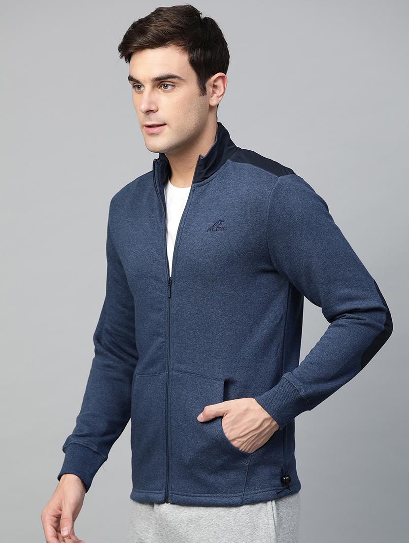 navy blue solid casual jacket - 17665209 -  Standard Image - 1