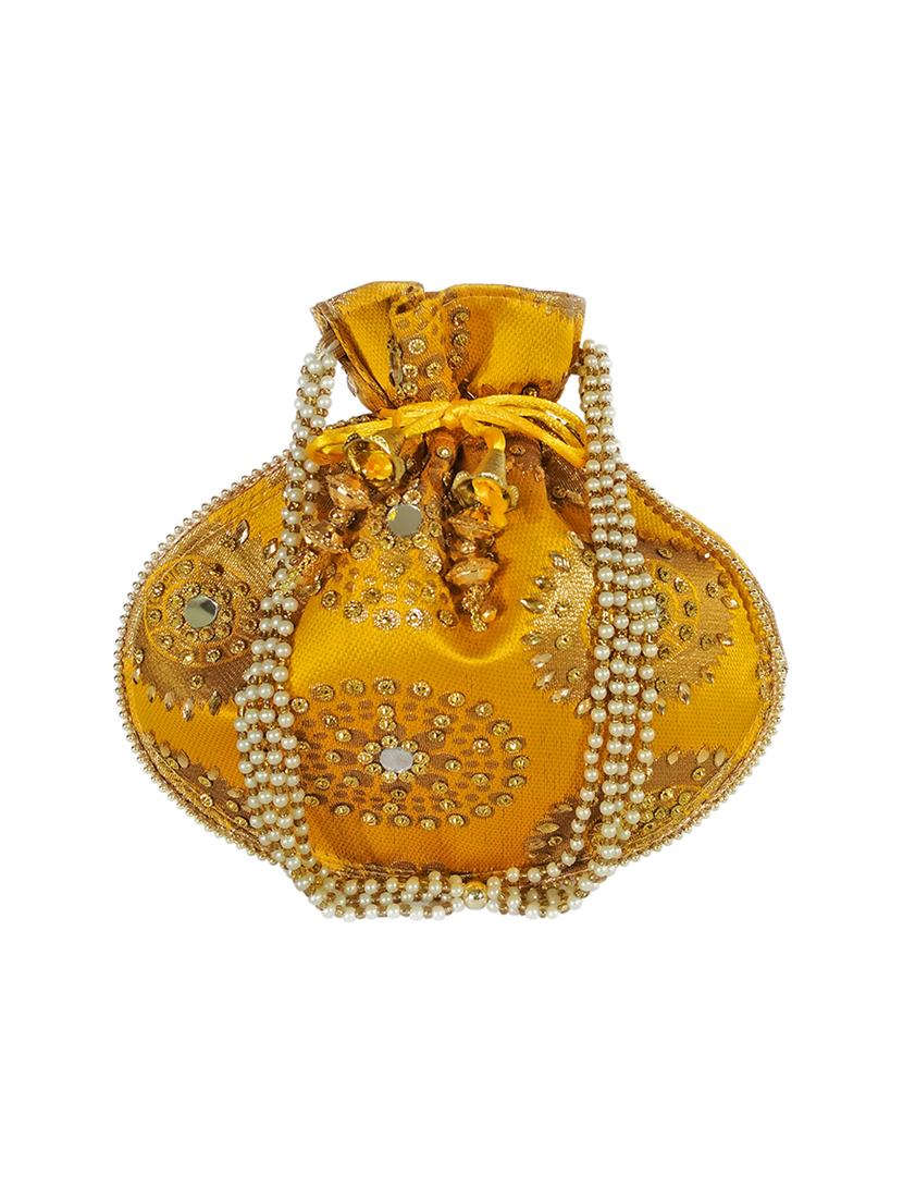 yellow canvas ethnic potli - 17665752 - Standard Image - 1