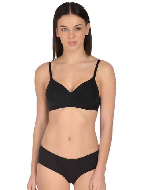 black solid bra and panty set - 17665932 - Standard Image - 0