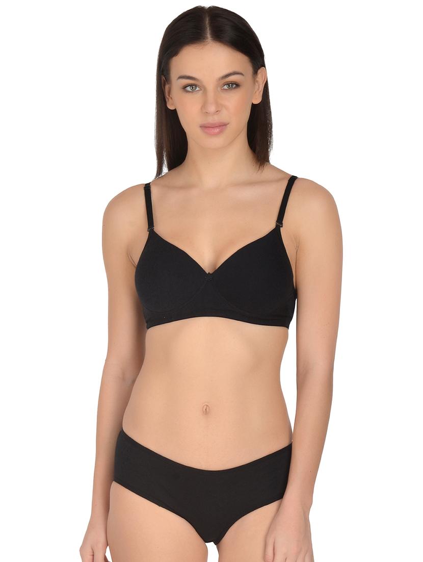 black solid bra and panty set - 17665932 - Zoom Image - 0