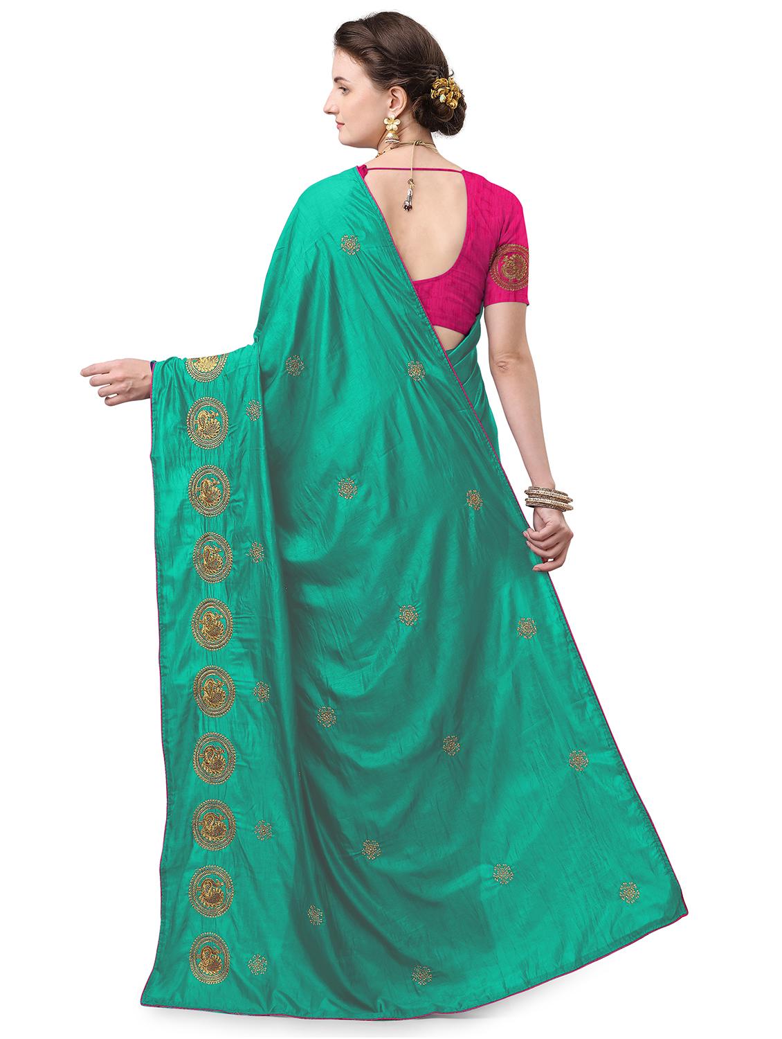 ethnic motifs embroidered saree - 17665939 - Standard Image - 1