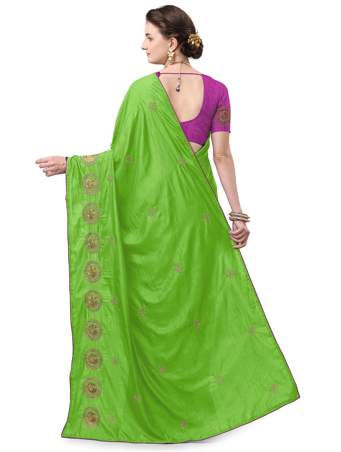 ethnic motifs embroidered saree with blouse - 17665942 - Standard Image - 1