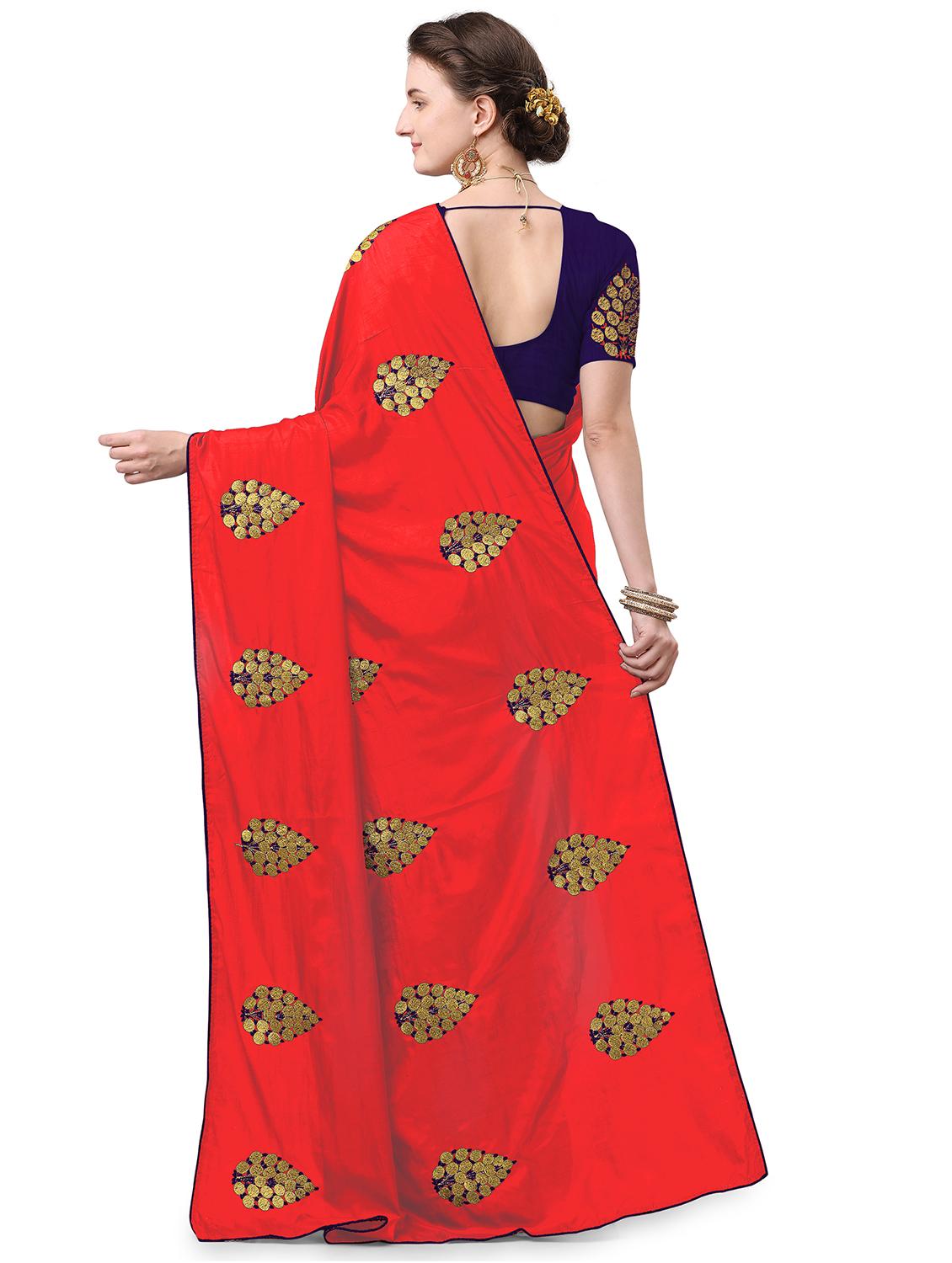 ethnic motifs embroidered saree with blouse - 17665950 -  Standard Image - 1