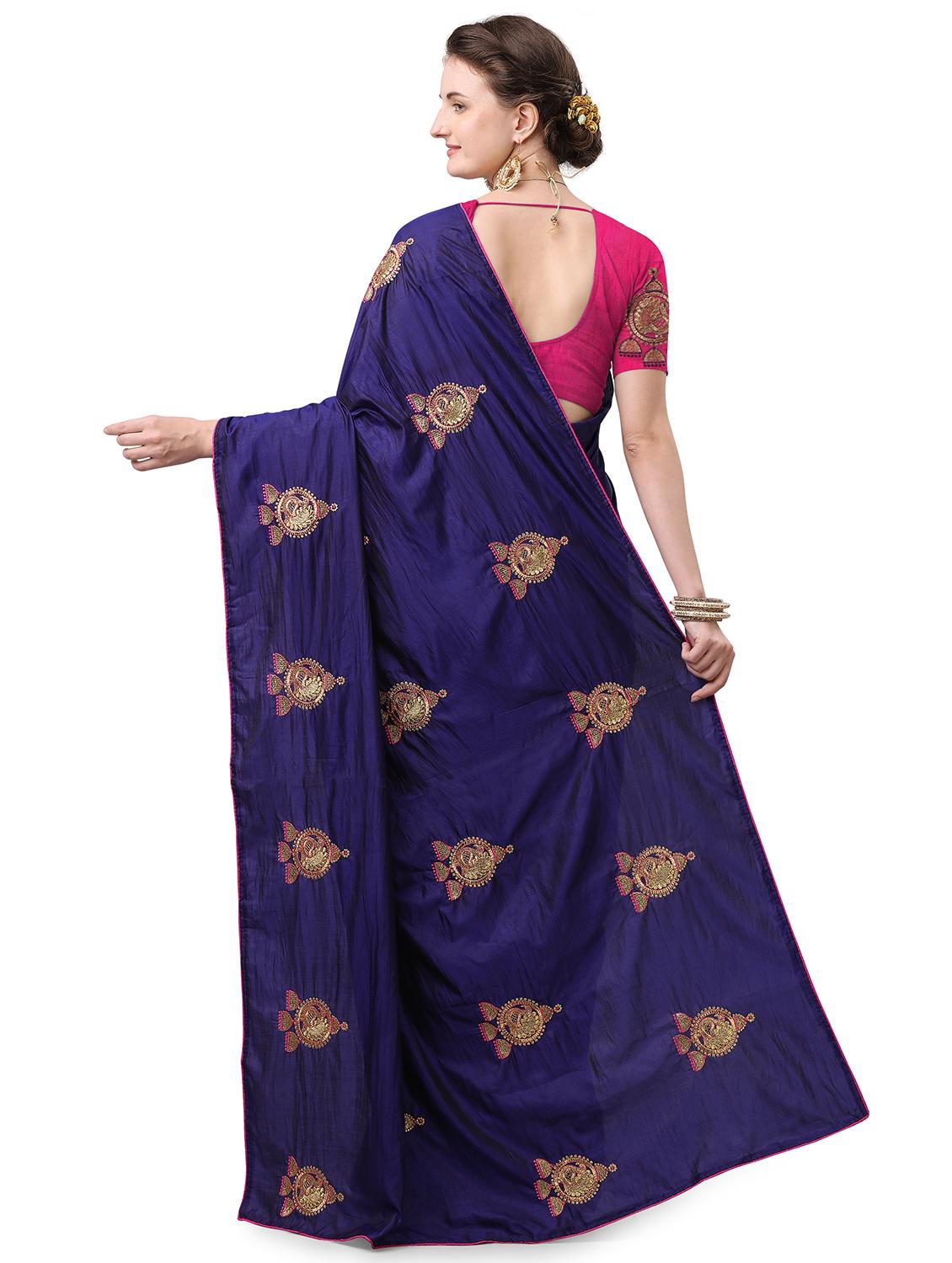 ethnic motifs embroidered saree with blouse - 17665957 -  Standard Image - 1