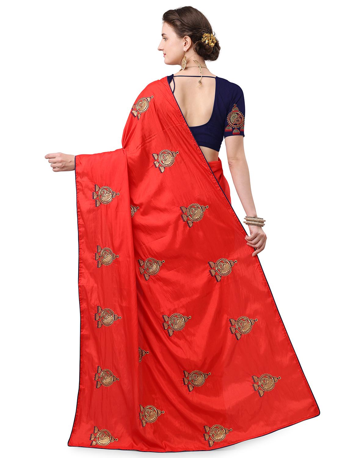 ethnic motifs embroidered saree - 17665958 - Standard Image - 1