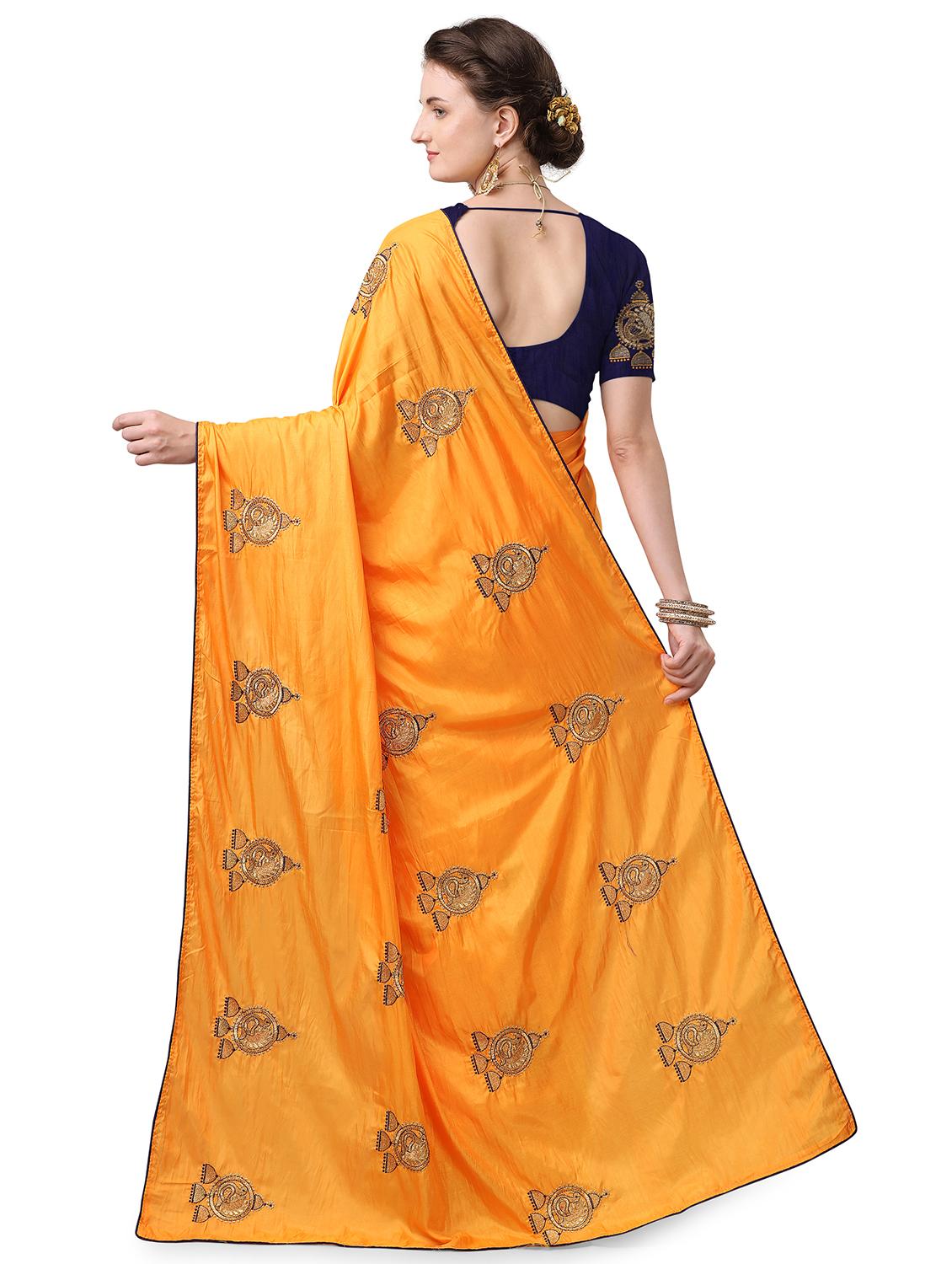 ethnic motifs embroidered saree with blouse - 17665959 - Standard Image - 1