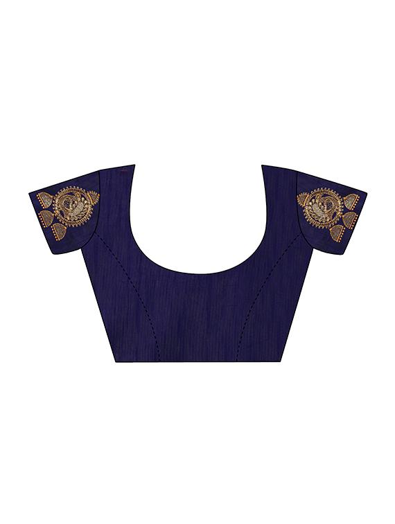 ethnic motifs embroidered saree with blouse - 17665959 - Standard Image - 4