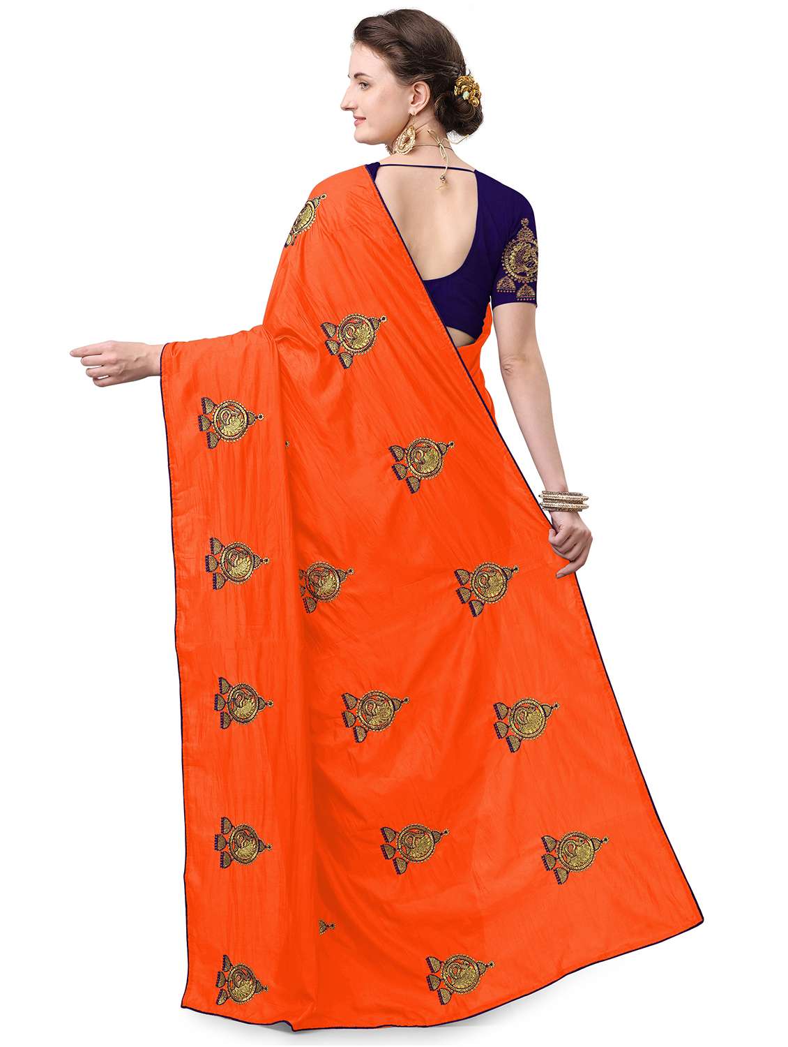 ethnic motifs embroidered saree with blouse - 17665964 -  Standard Image - 1
