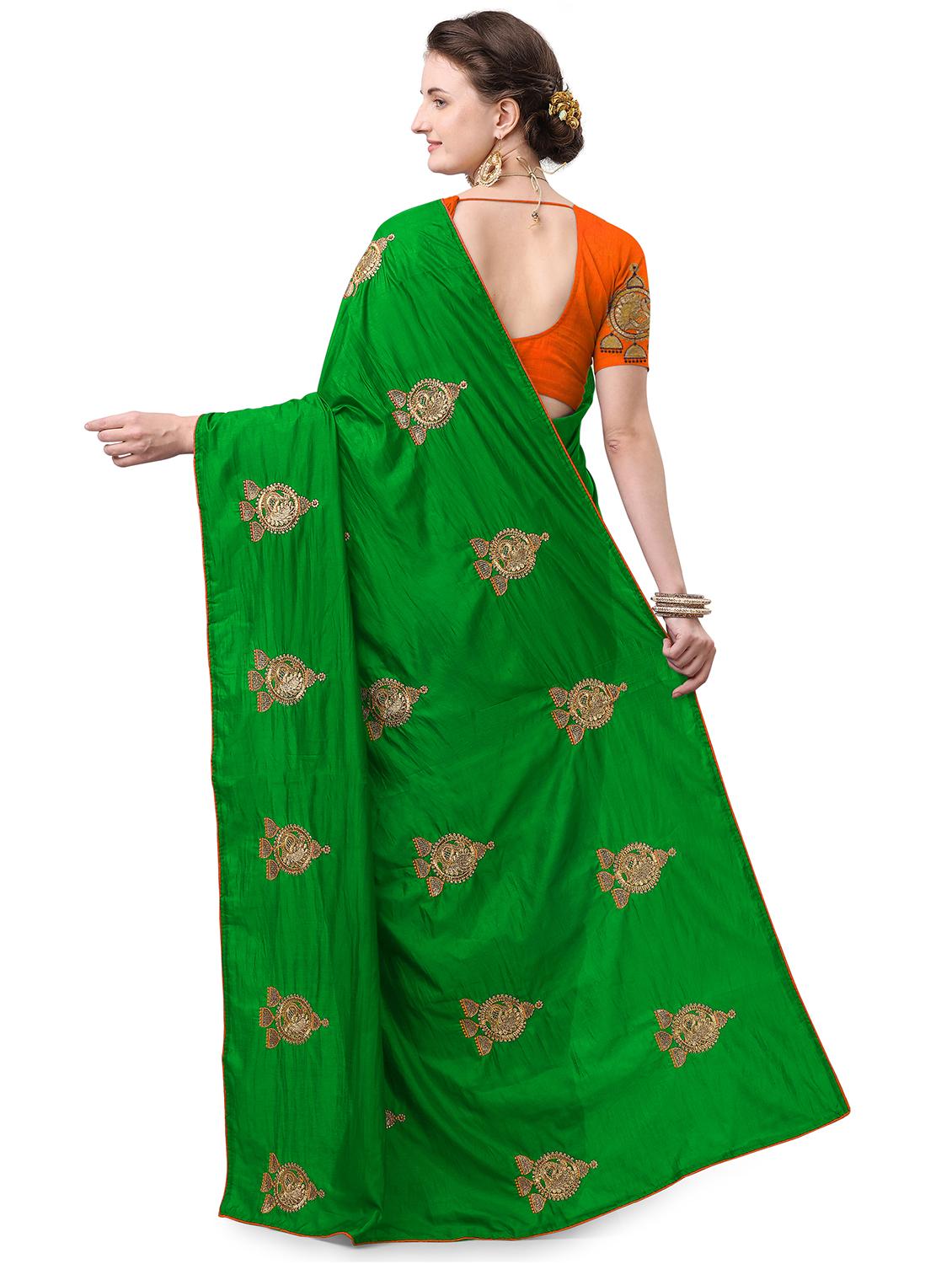 ethnic motifs embroidered saree with blouse - 17665967 -  Standard Image - 1