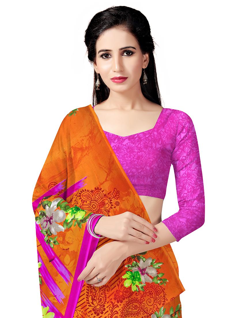 floral printed saree with blouse - 17665969 - Standard Image - 4