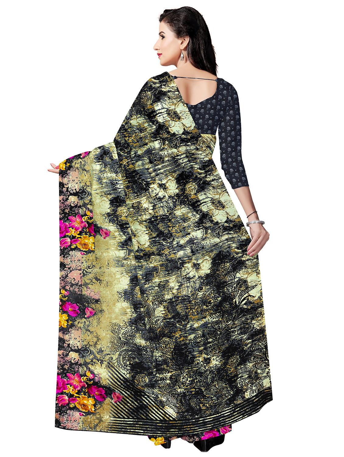 floral printed saree with blouse - 17665970 - Standard Image - 1