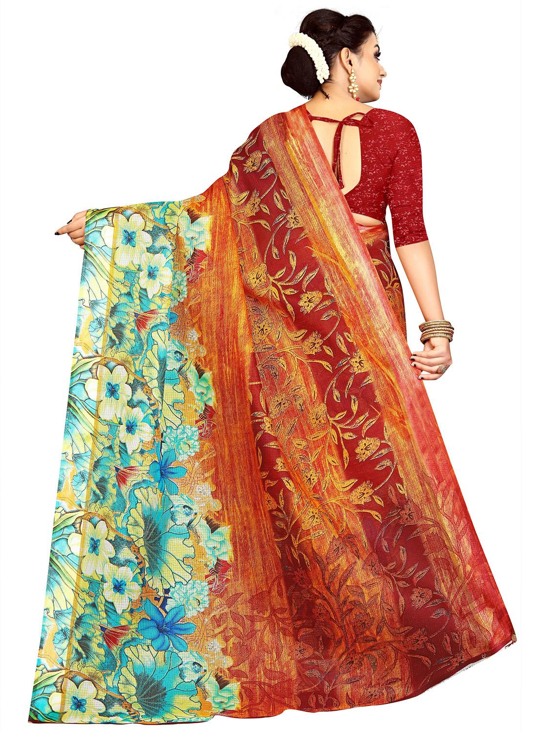 floral printed saree with blouse - 17665981 -  Standard Image - 1