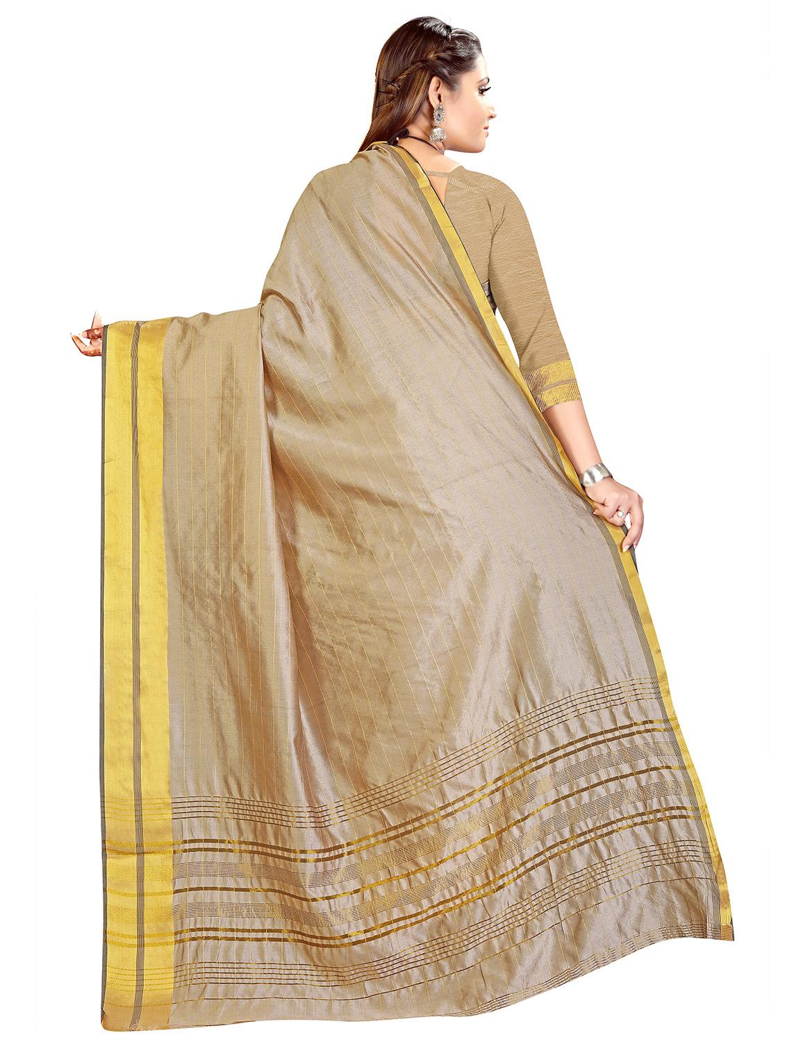 beige silk saree with blouse - 17665983 -  Standard Image - 1