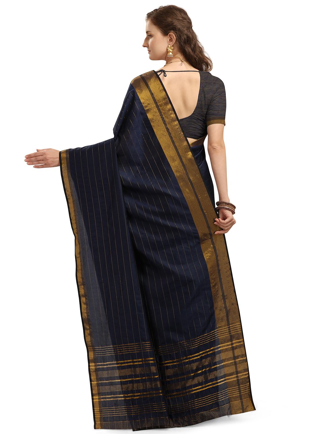 striped woven saree with blouse - 17665991 - Standard Image - 1