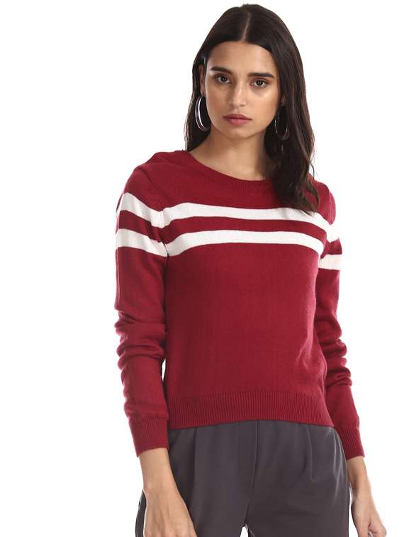 round printed knitted pullover 