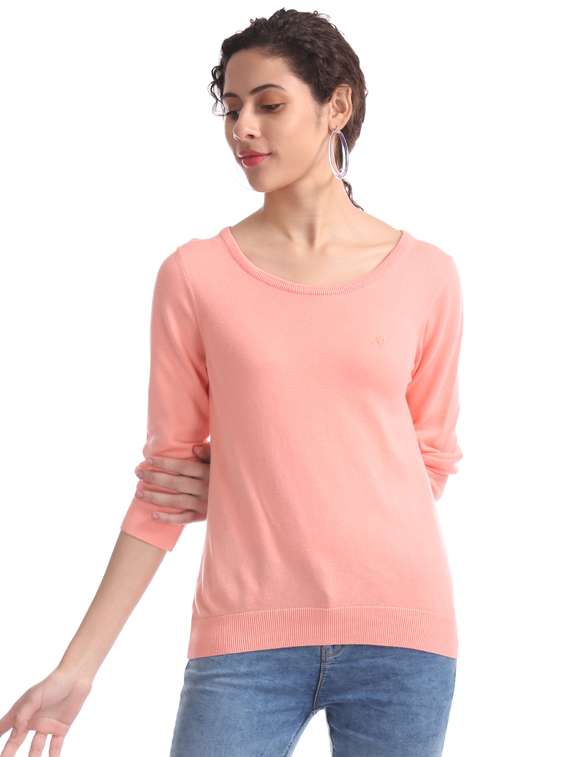 pink woolen regular pullover