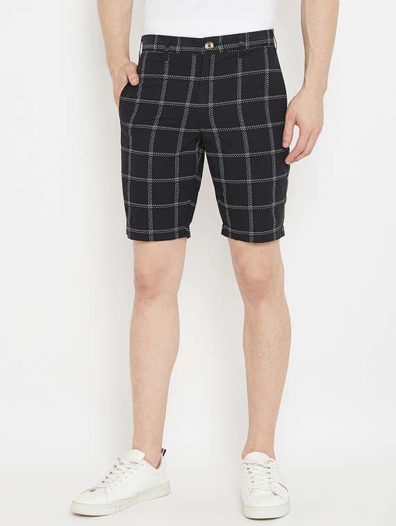 black checkered bermuda shorts