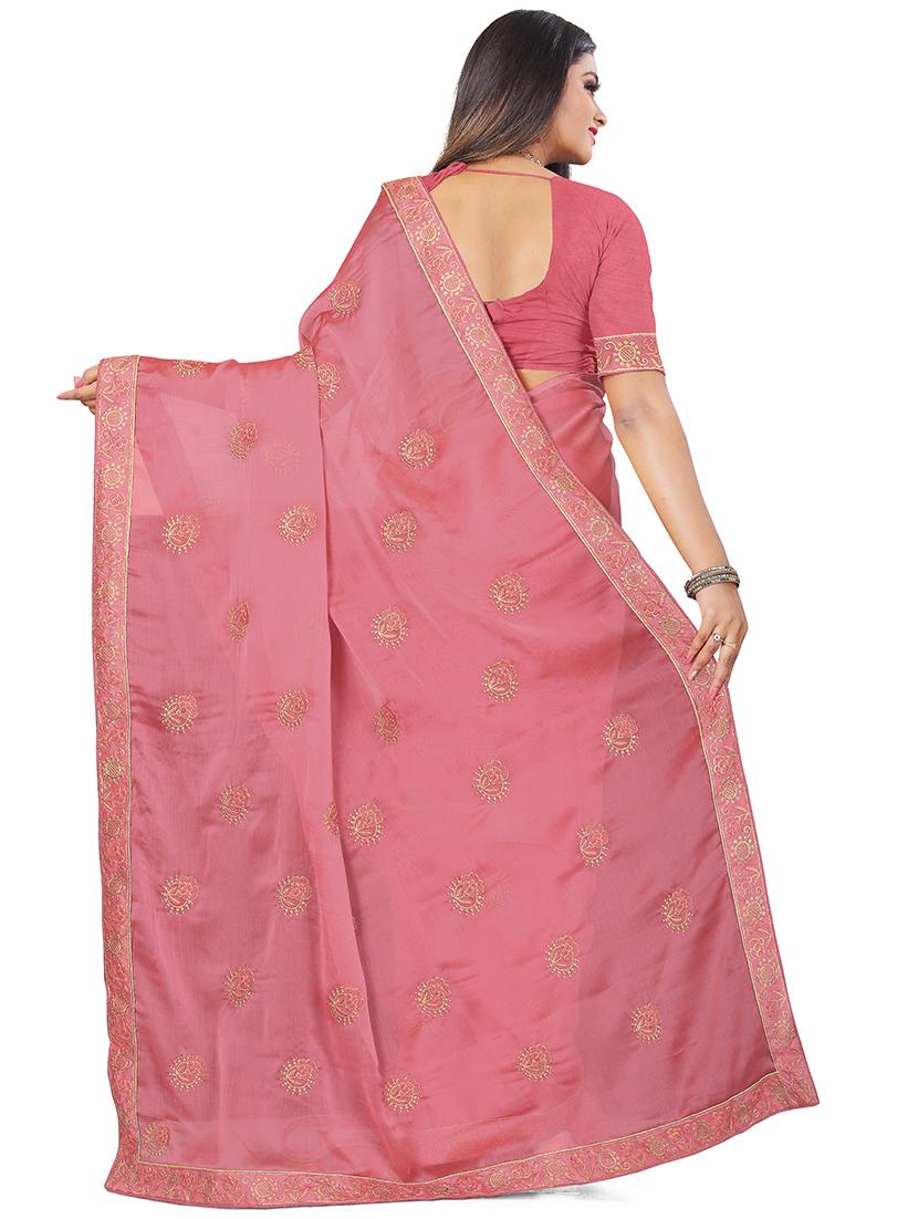 ethnic motifs embroidered saree with blouse - 17668322 -  Standard Image - 1