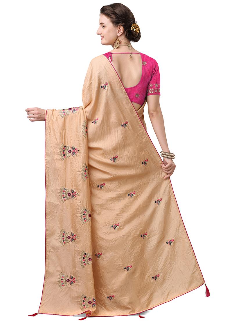 ethnic motifs embroidered saree with blouse - 17668325 - Standard Image - 1