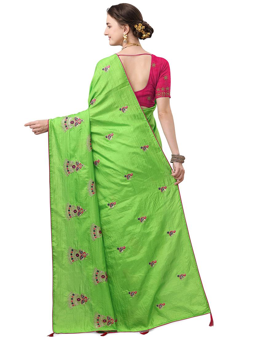 ethnic motifs embroidered saree with blouse - 17668327 -  Standard Image - 1