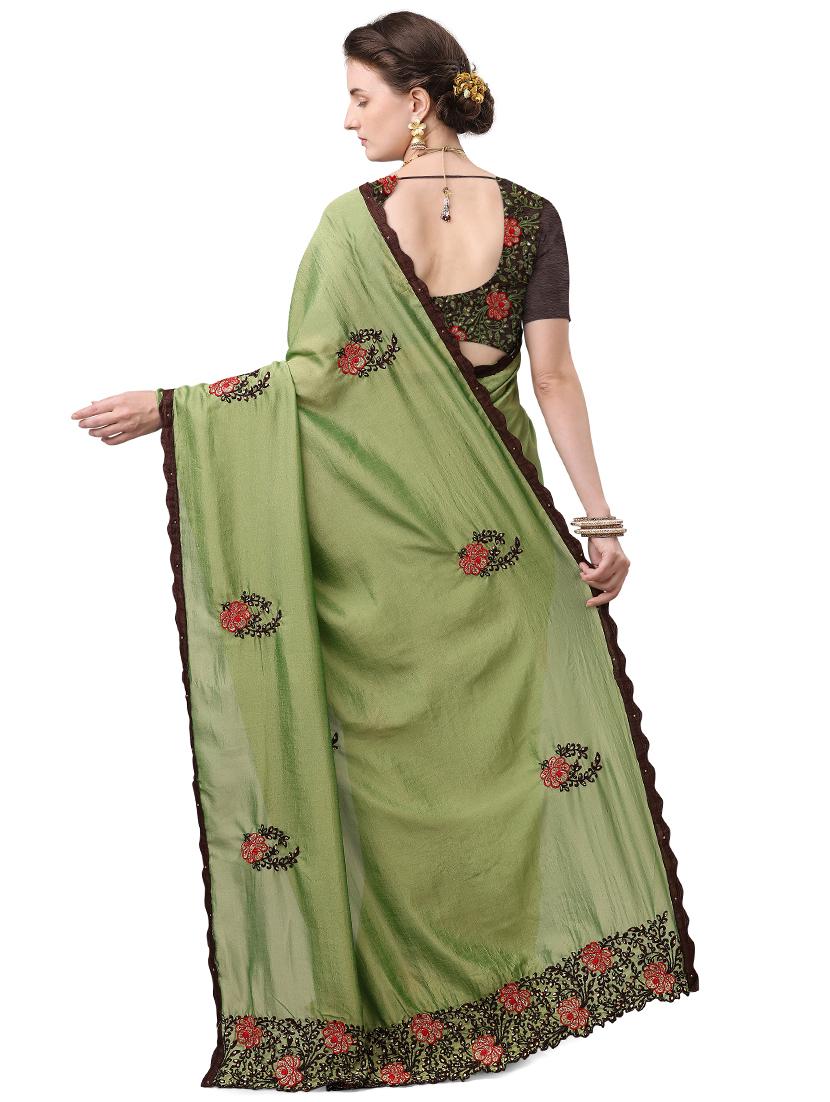 ethnic motifs embroidered saree with blouse - 17668328 - Standard Image - 1
