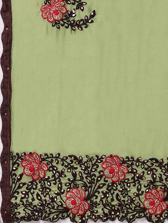 ethnic motifs embroidered saree with blouse - 17668328 - Standard Image - 4