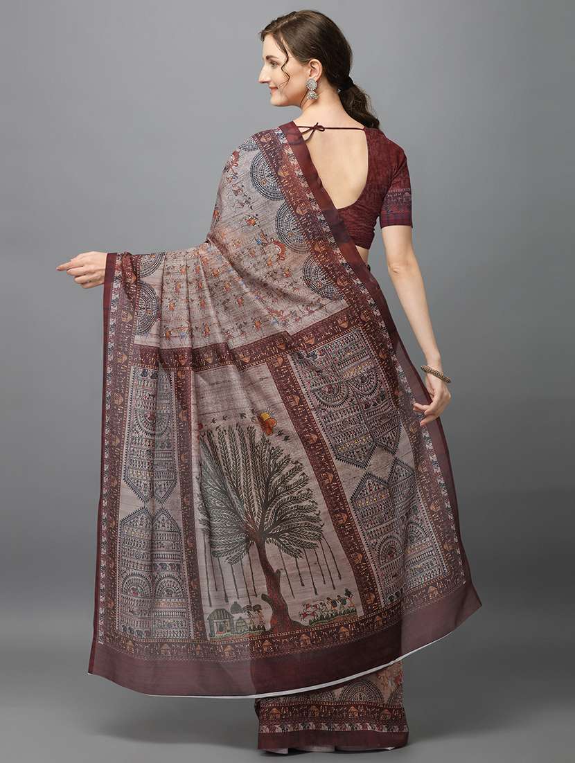 warli printed saree with blouse - 17668353 -  Standard Image - 1