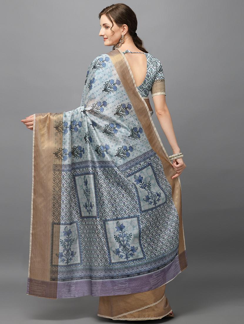 floral printed saree with blouse - 17668359 - Standard Image - 1