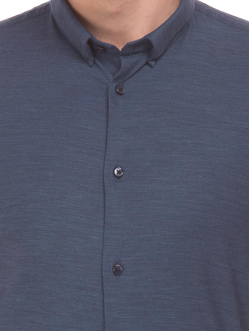 navy blue solid formal shirt - 17668578 - Standard Image - 4