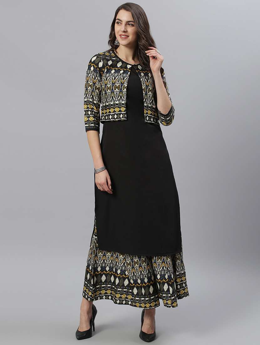 black crepe kurta palazzo  set