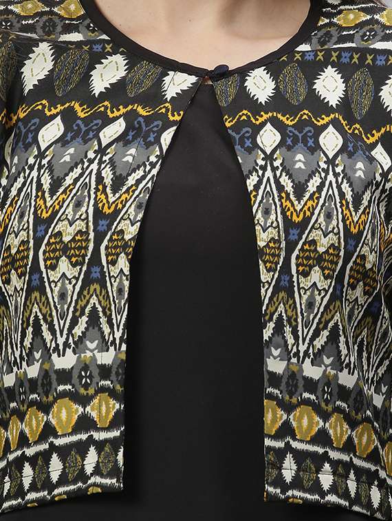 black crepe kurta palazzo set - 17668705 - Standard Image - 4
