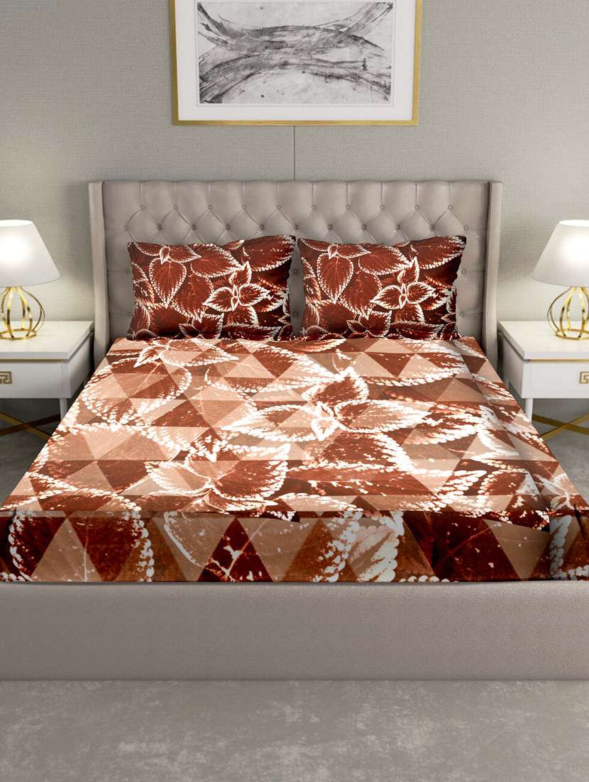 triton double bedshseet set king size cotton maroon colour - 17669359 -  Standard Image - 1