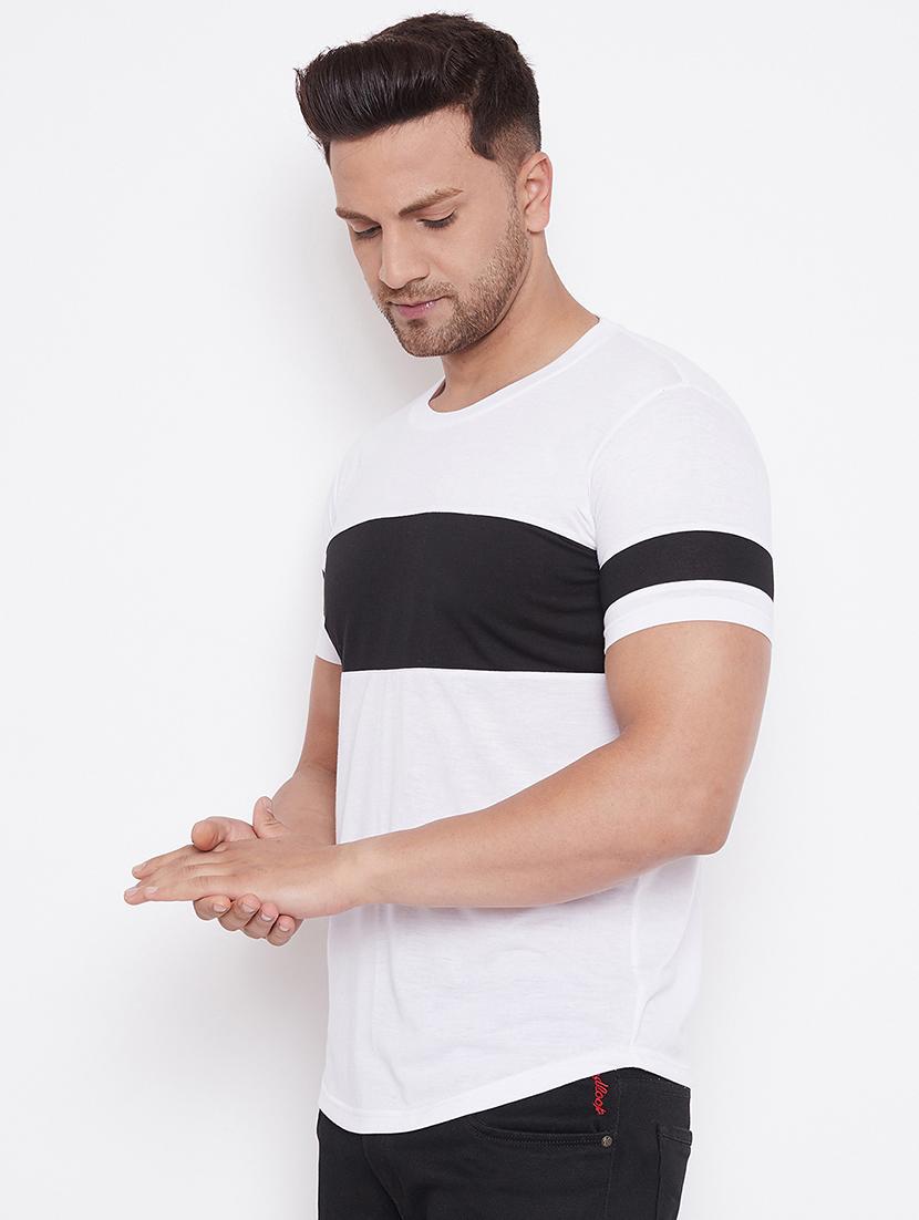 white color block cut & sew t-shirt - 17669494 - Standard Image - 1