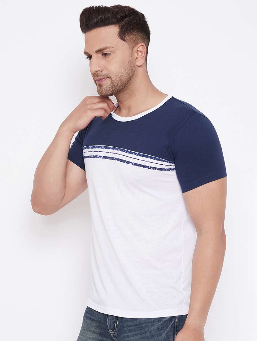 white color block cut & sew t-shirt - 17669504 -  Standard Image - 1