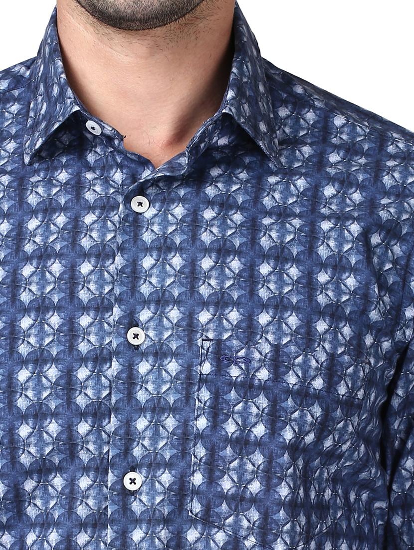 navy blue printed casual shirt - 17669777 - Standard Image - 4
