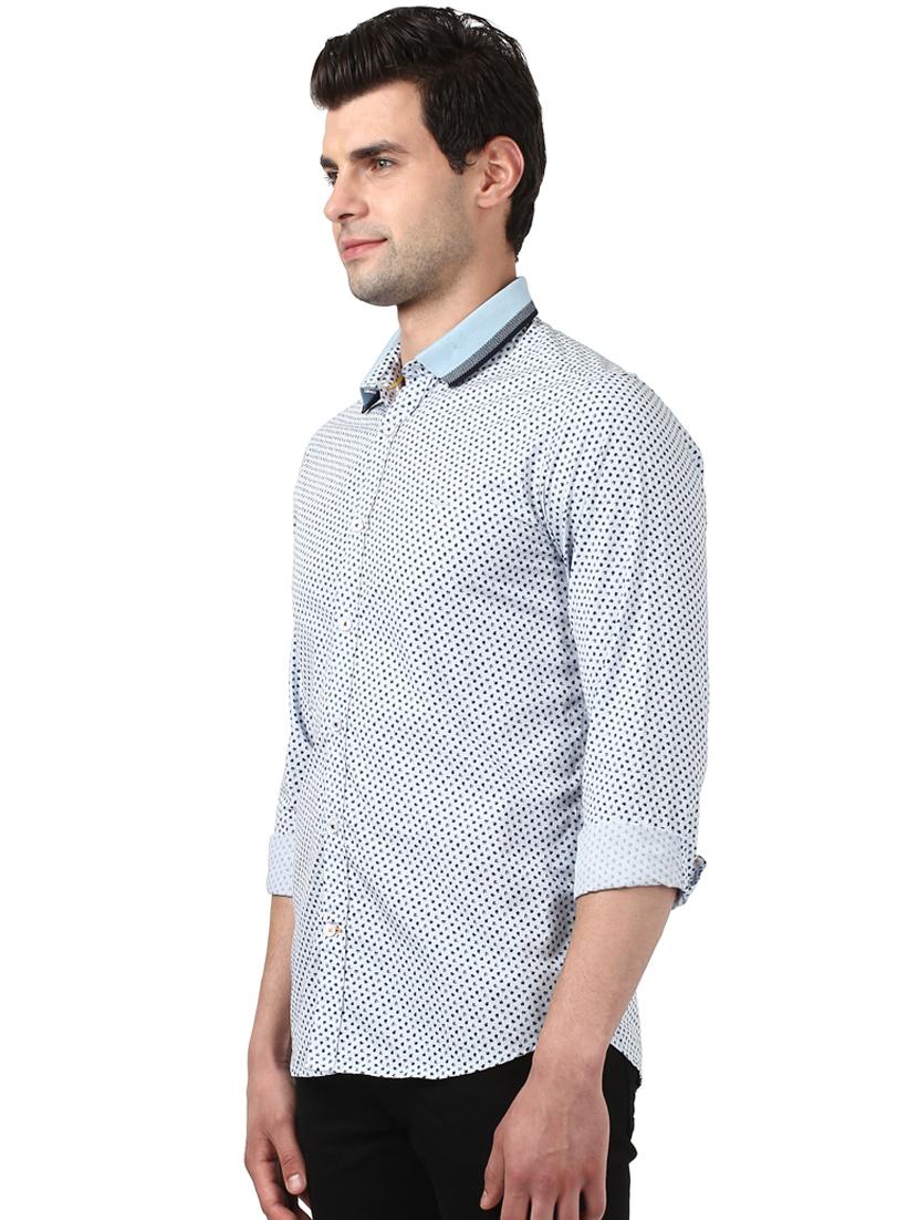 light blue printed casual shirt - 17669853 - Standard Image - 1