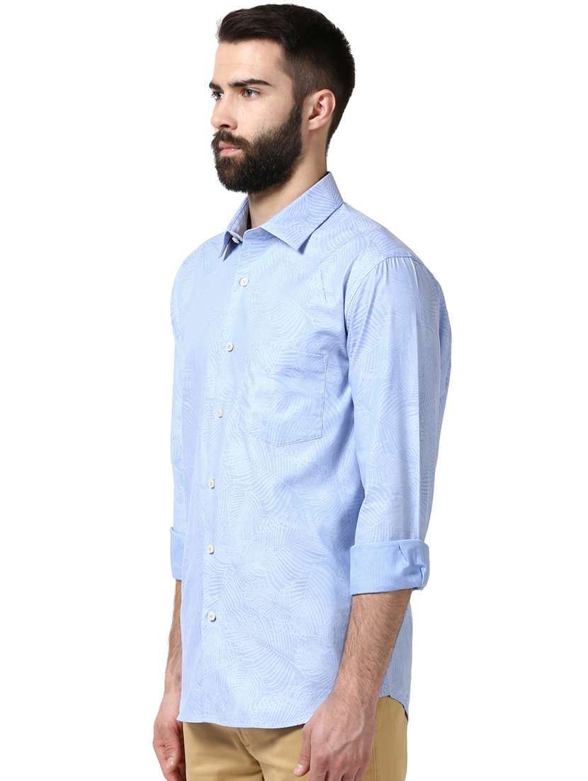 light blue printed casual shirt - 17669877 -  Standard Image - 1
