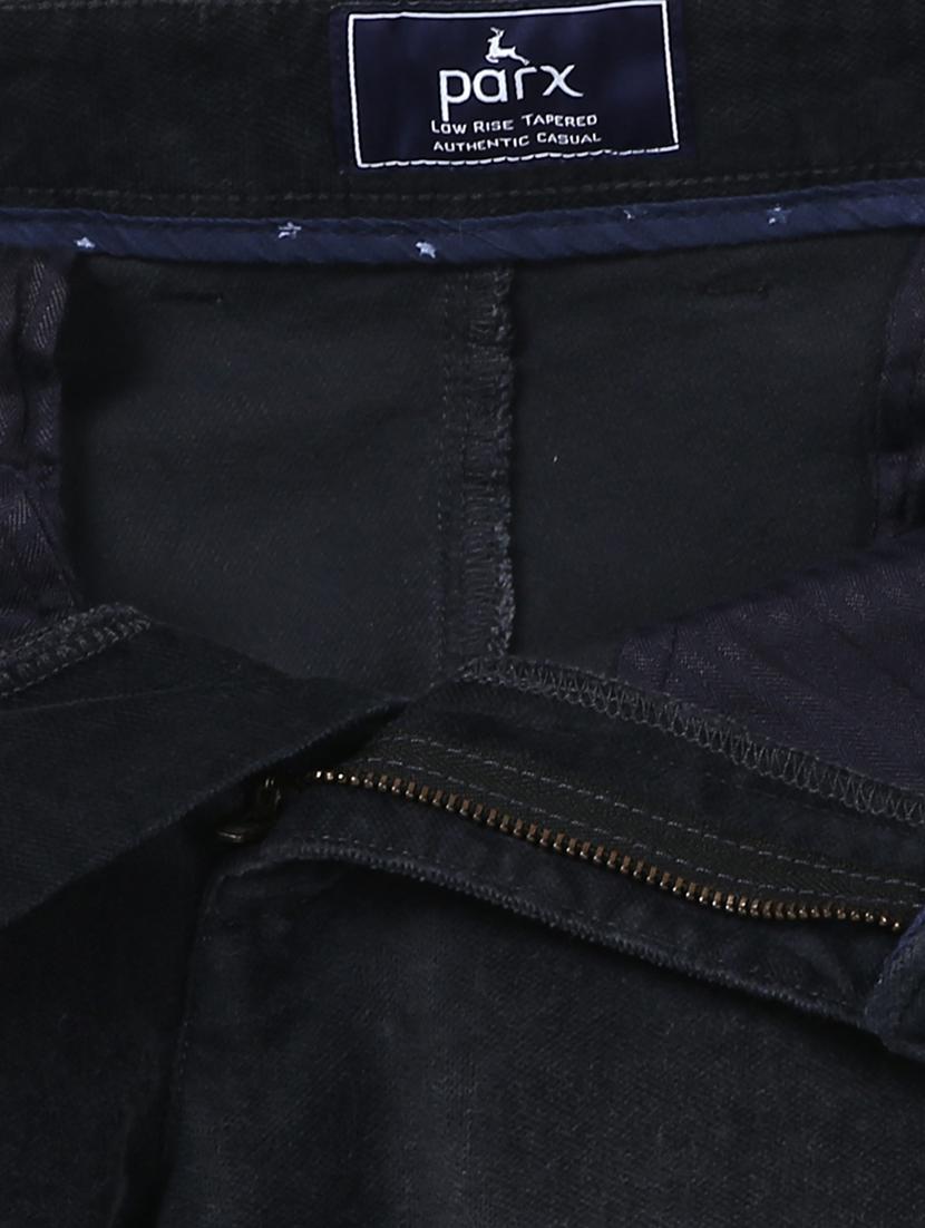 dark blue solid flat front casual trouser - 17669921 - Standard Image - 4